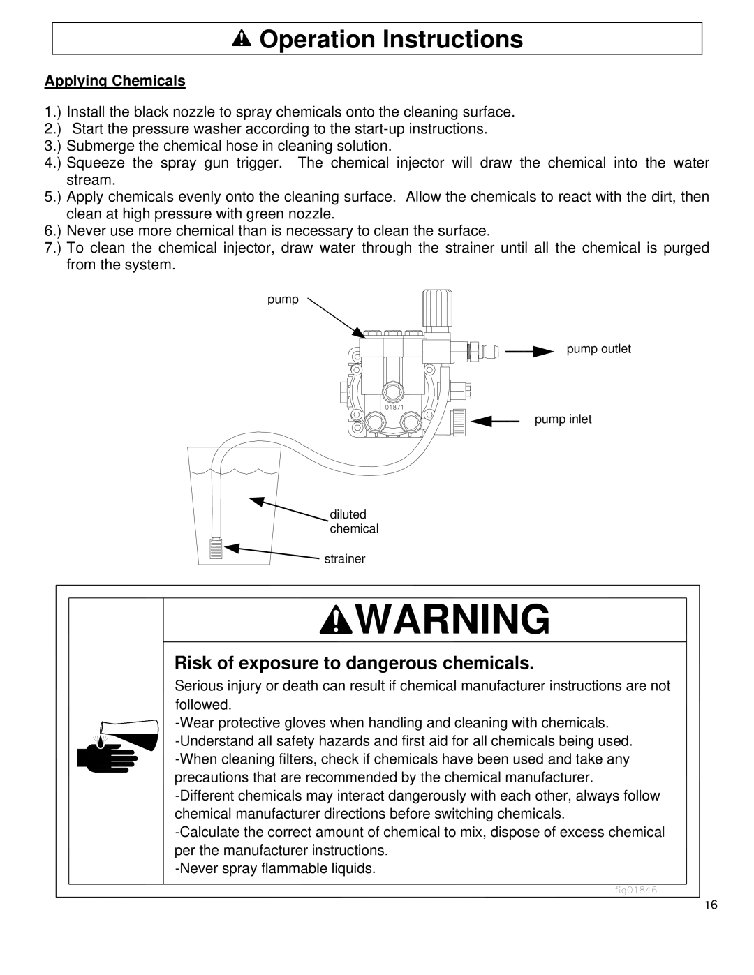 North Star M1578111F owner manual Applying Chemicals 