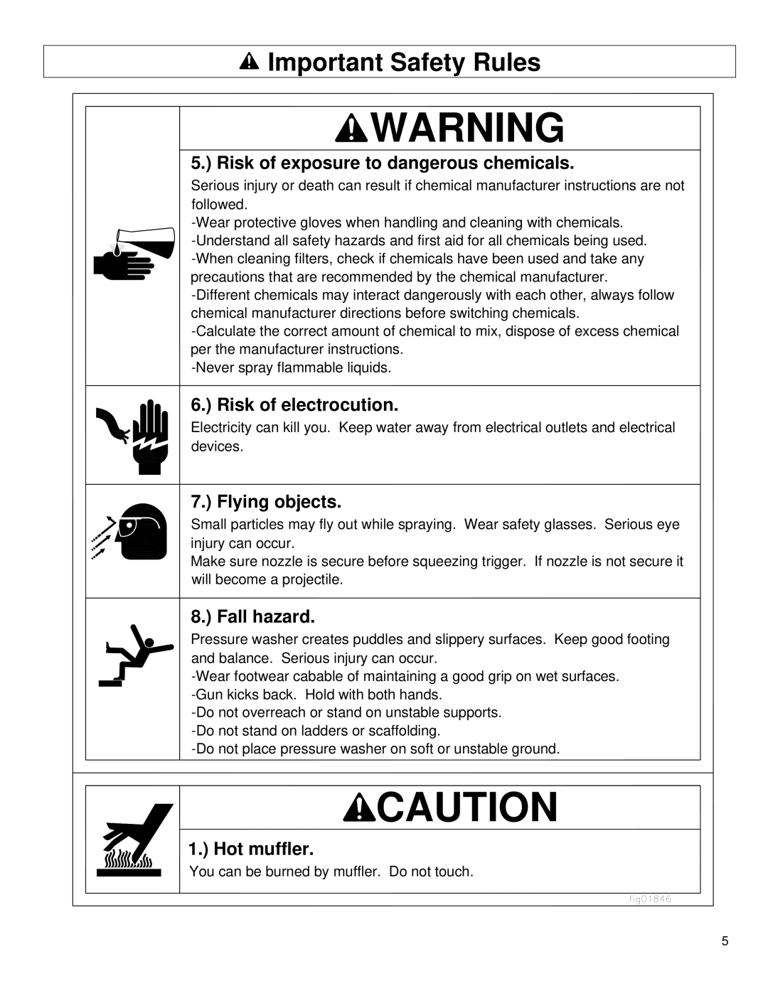 North Star M1578112G owner manual Risk of electrocution 