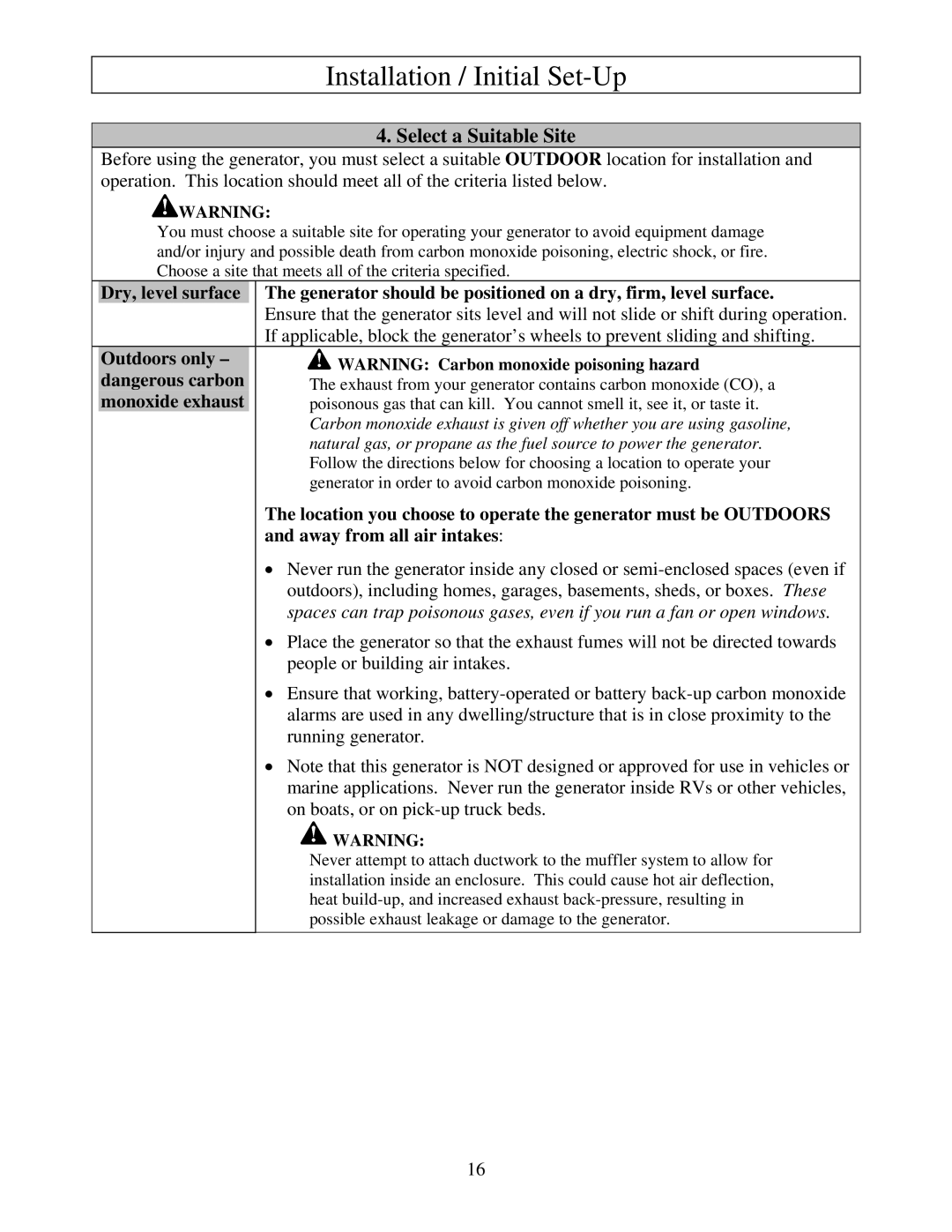 North Star M165923V.1 owner manual Select a Suitable Site 