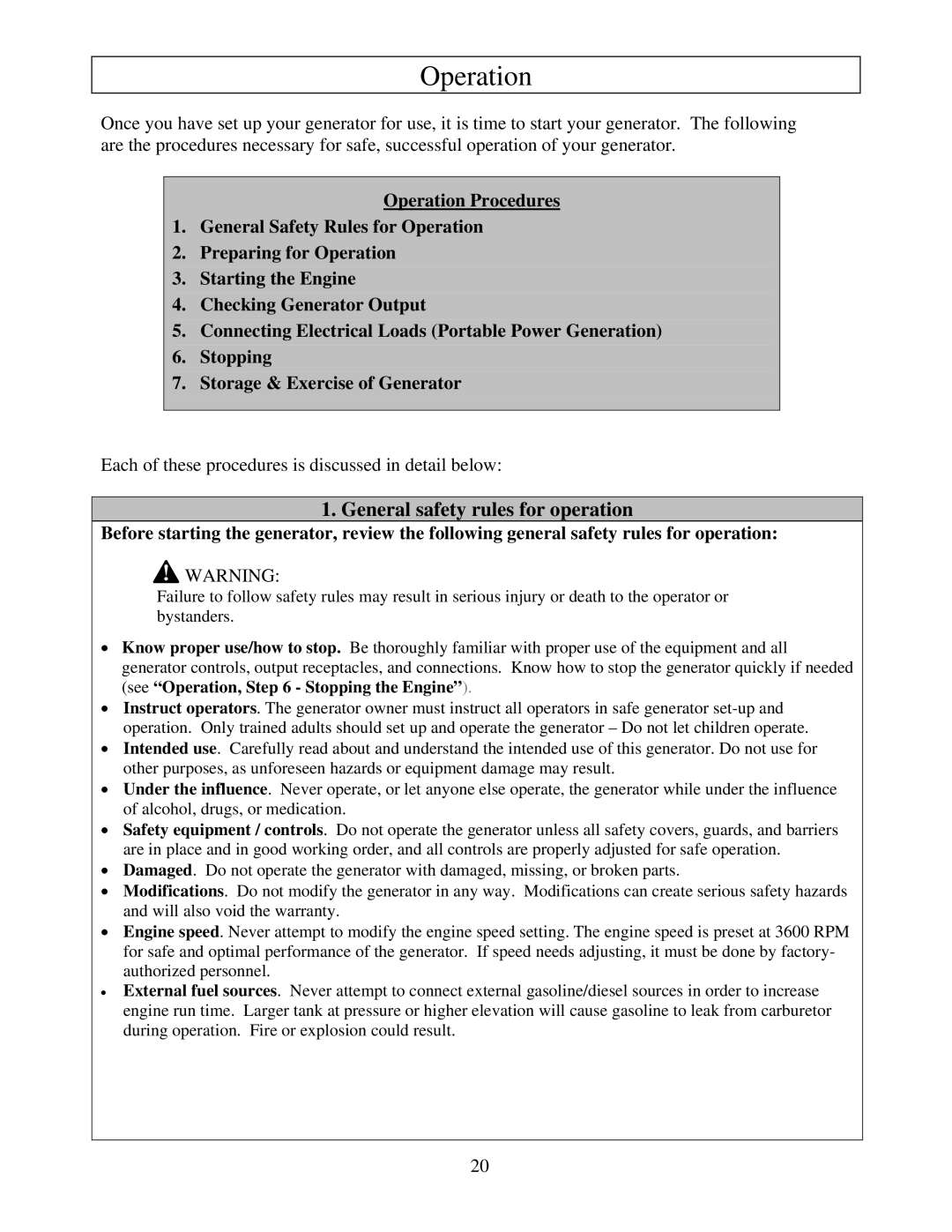 North Star M165923V.1 owner manual Operation, General safety rules for operation 