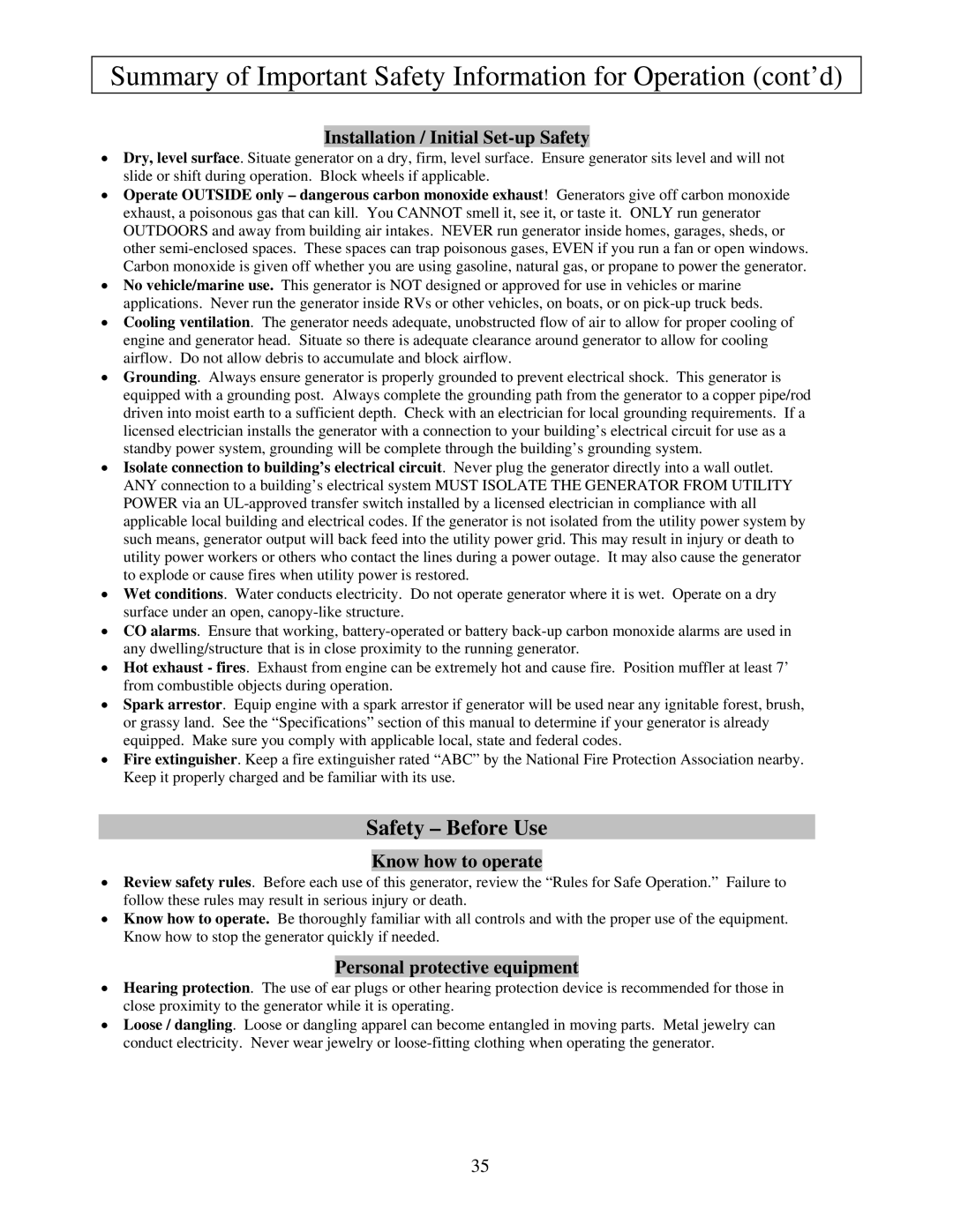 North Star M165923V.1 owner manual Safety Before Use, Installation / Initial Set-up Safety, Know how to operate 