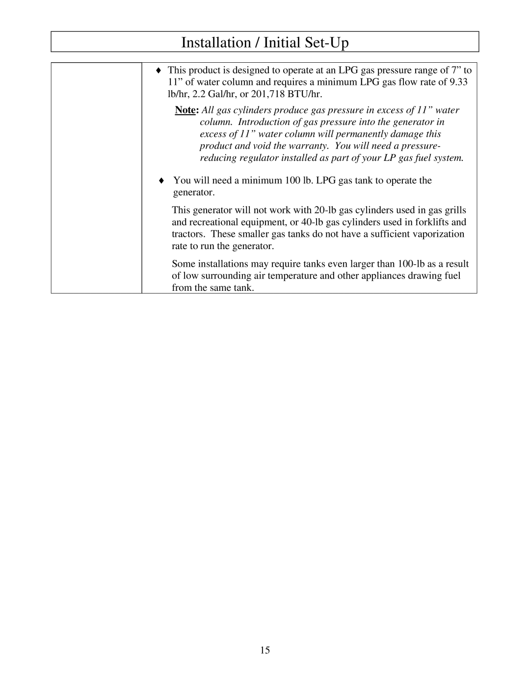 North Star M165938N owner manual Installation / Initial Set-Up 