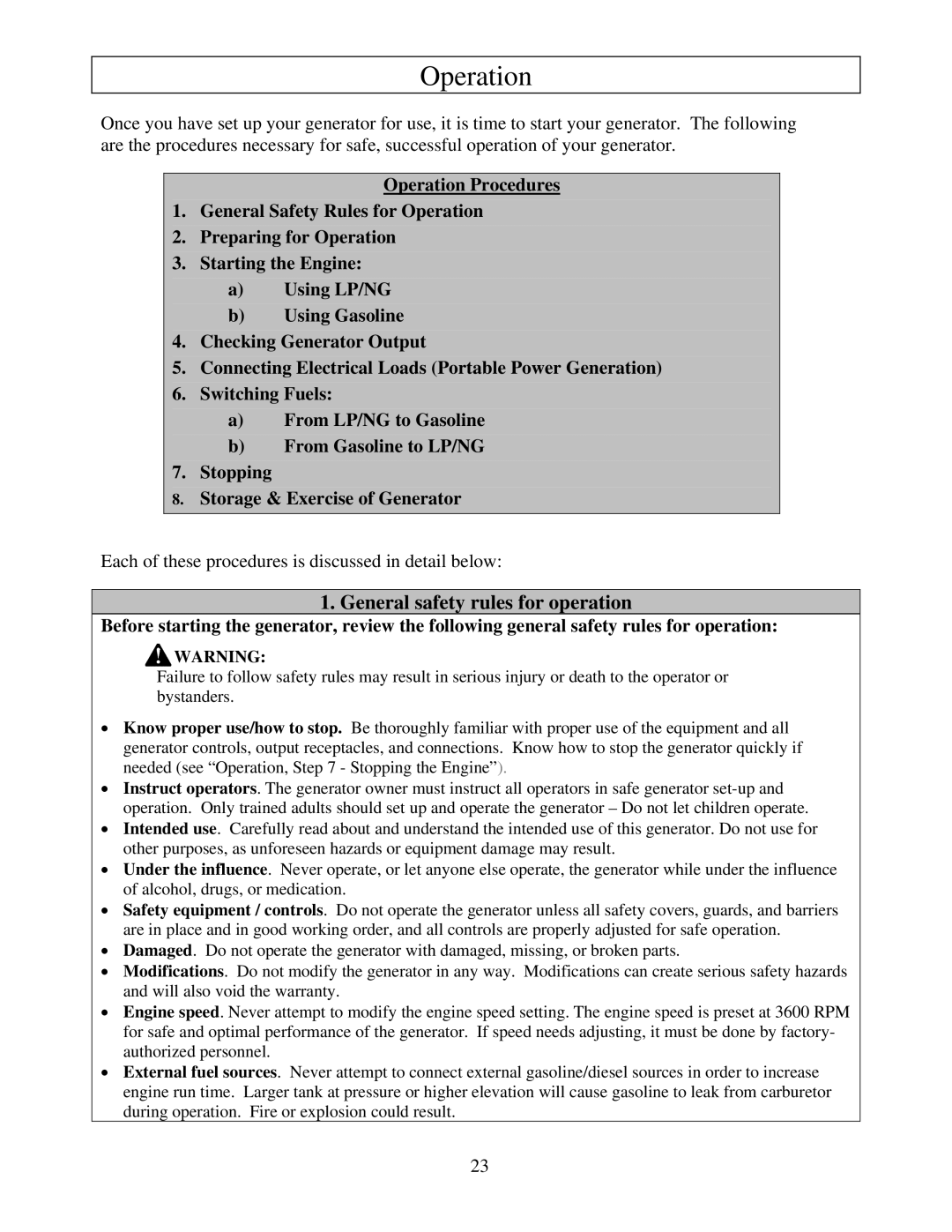 North Star M165938N owner manual Operation, General safety rules for operation 