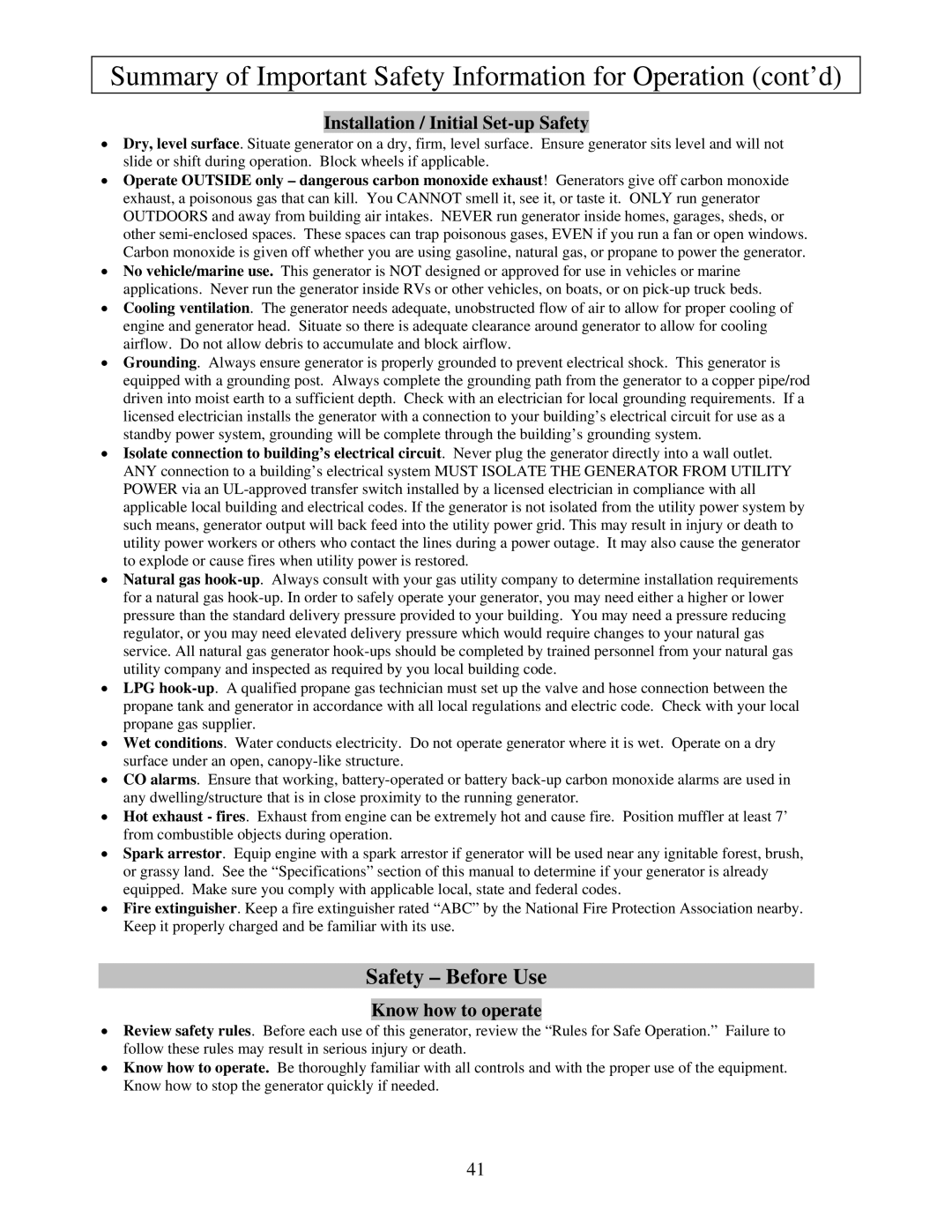 North Star M165938N owner manual Safety Before Use, Installation / Initial Set-up Safety, Know how to operate 