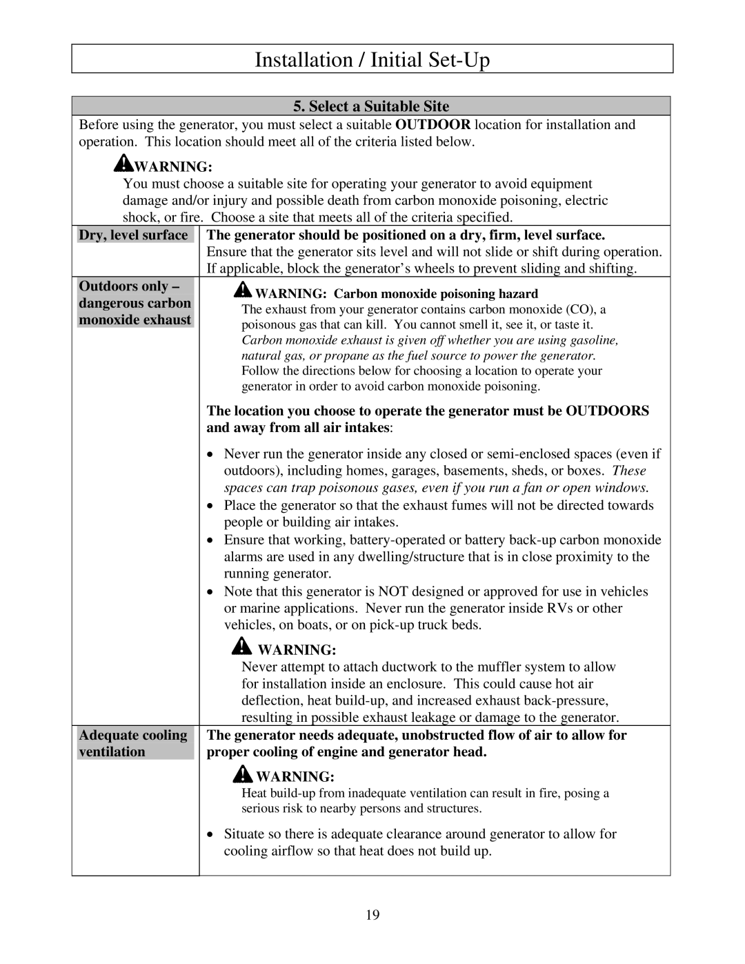 North Star M165939J owner manual Select a Suitable Site 