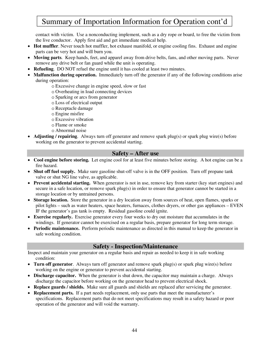 North Star M165939J owner manual Safety After use 