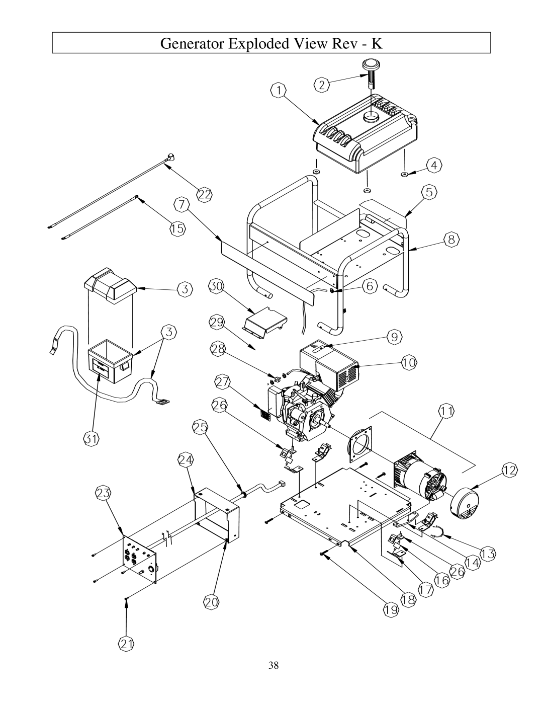 North Star M165957K owner manual Generator Exploded View Rev K 