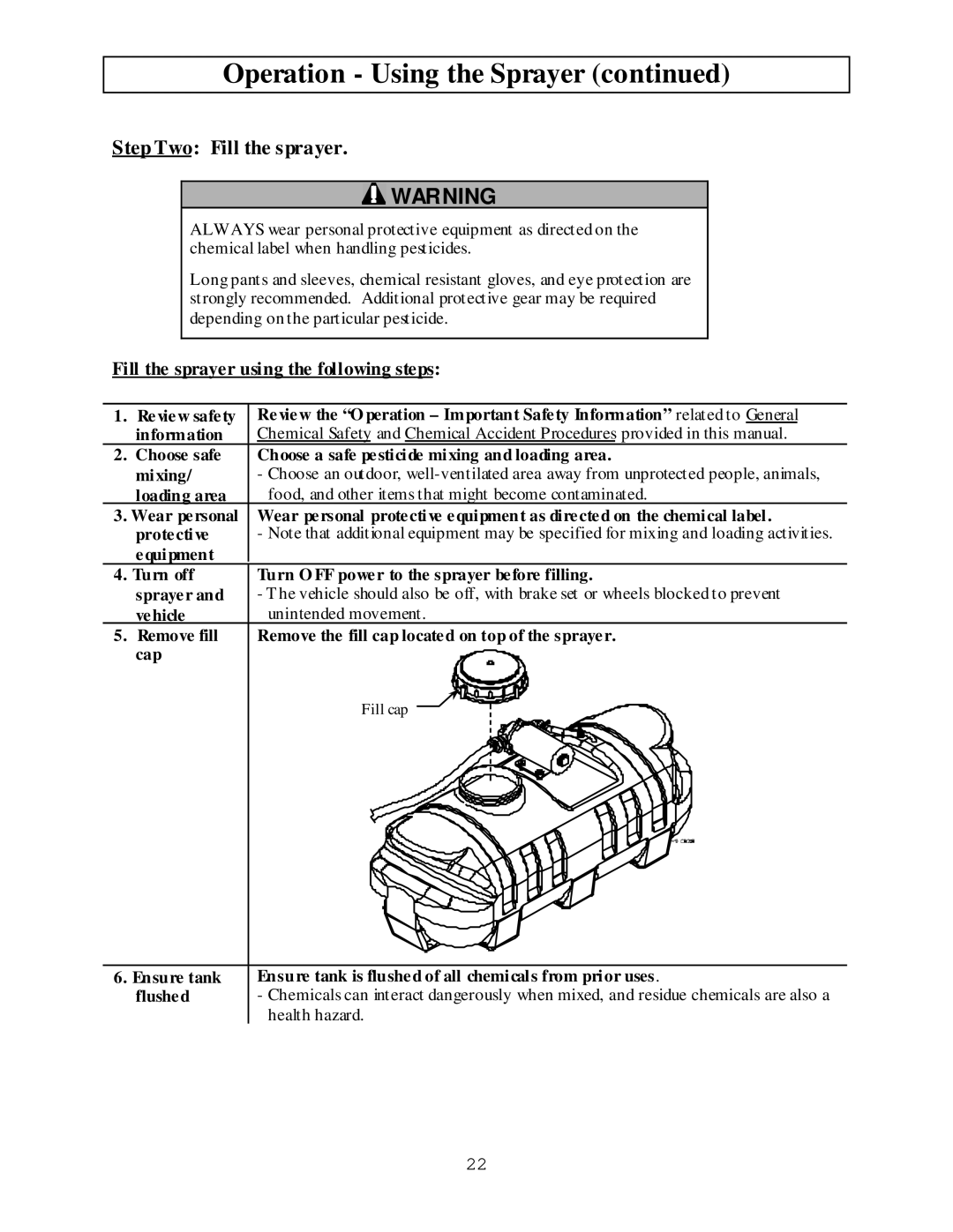 North Star M268180M owner manual Step Two Fill the sprayer, Fill the sprayer using the following steps 