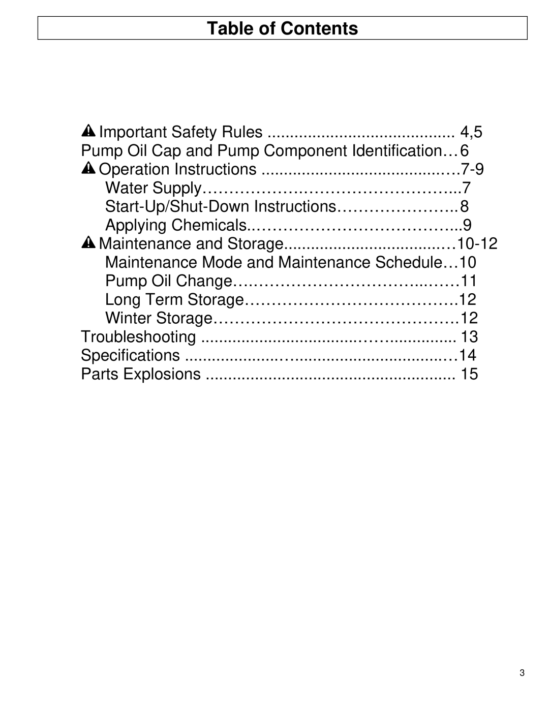 North Star MA1578111D, MA 1578111D owner manual Table of Contents 