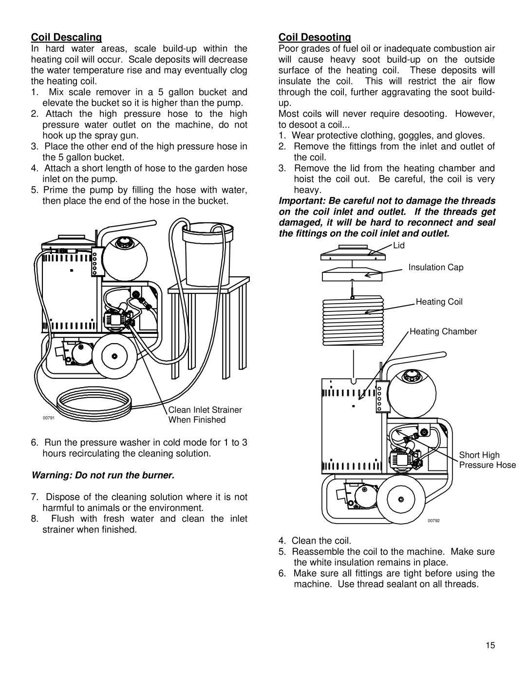 North Star MHOTPWR specifications Coil Descaling, Coil Desooting 