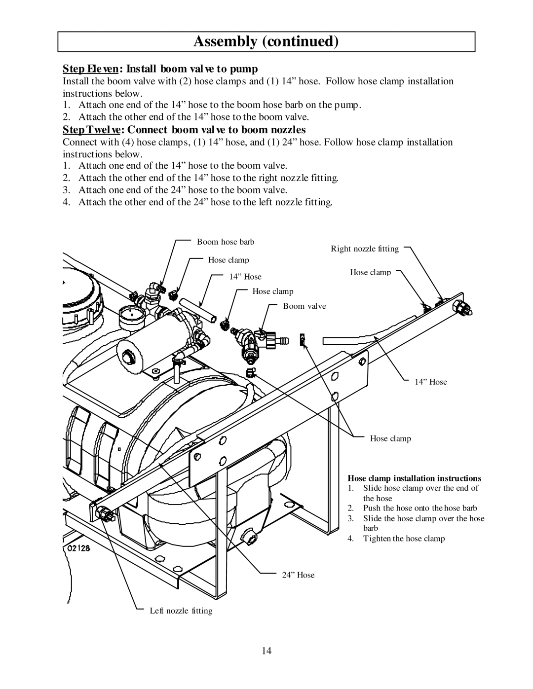 North Star MTBSL owner manual Step Eleven Install boom valve to pump, Step Twelve Connect boom valve to boom nozzles 