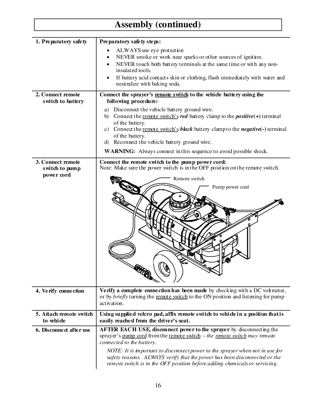 North Star MTBSL owner manual Connected to the battery 