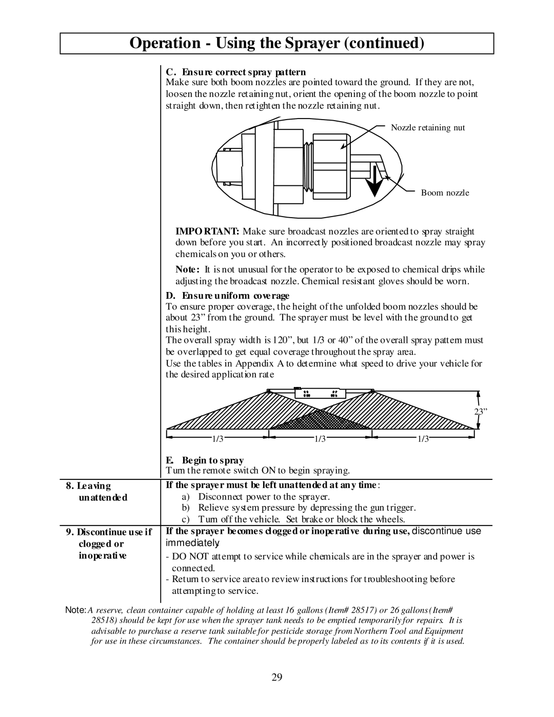 North Star MTBSL owner manual Ensure correct spray pattern, Ensure uniform coverage 