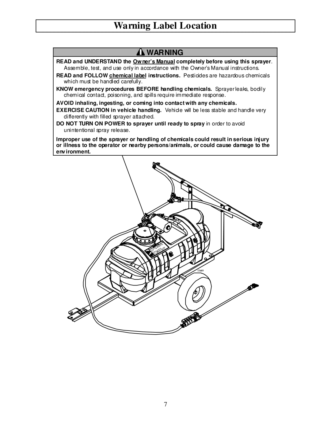 North Star MTBSL owner manual Differently with filled sprayer attached 