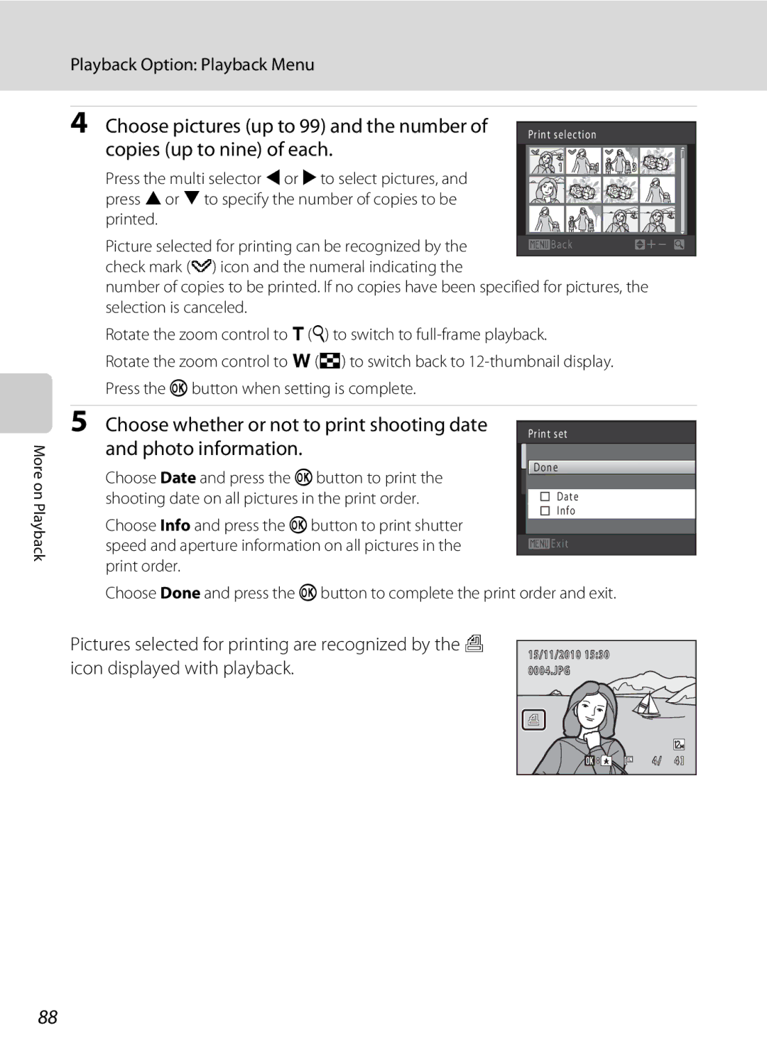 North Star S205 user manual Choose pictures up to 99 and the number, Copies up to nine of each, Photo information 