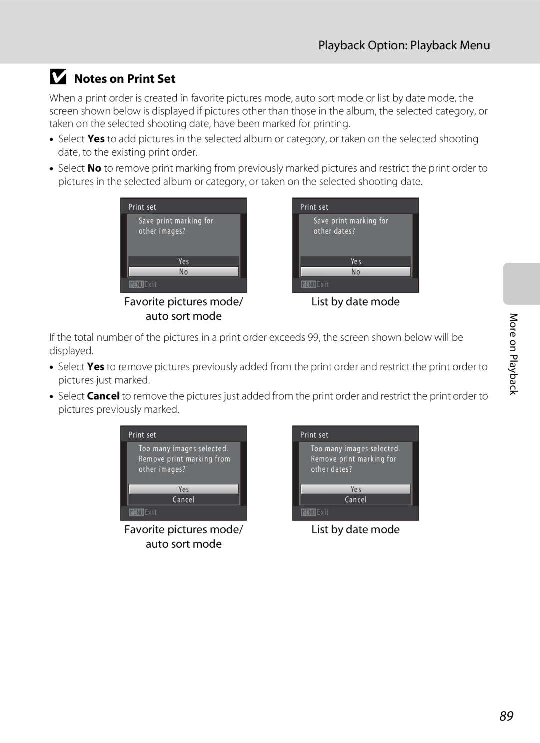 North Star S205 user manual Favorite pictures mode Auto sort mode, List by date mode 