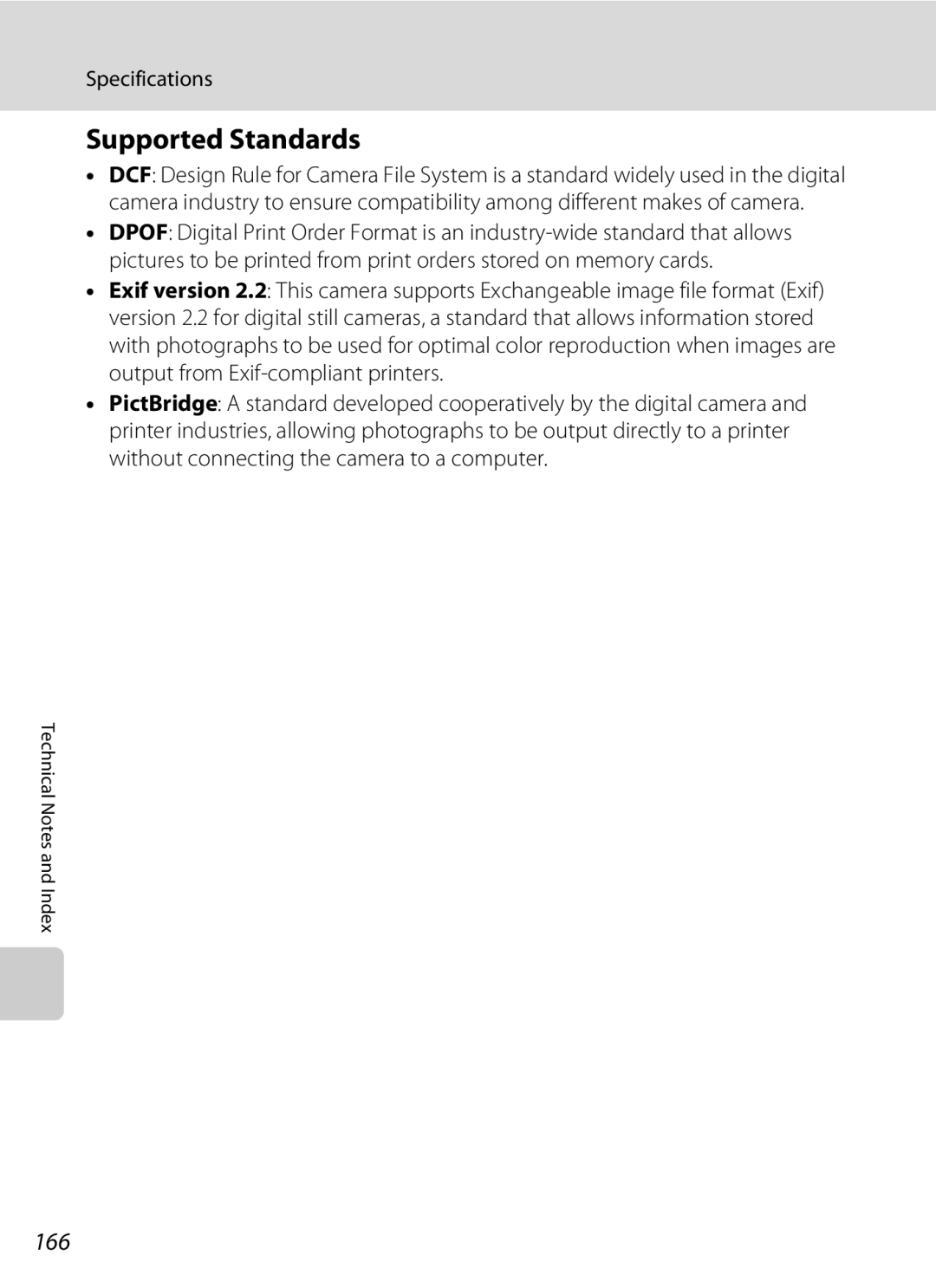 North Star S205 user manual Supported Standards, 166 