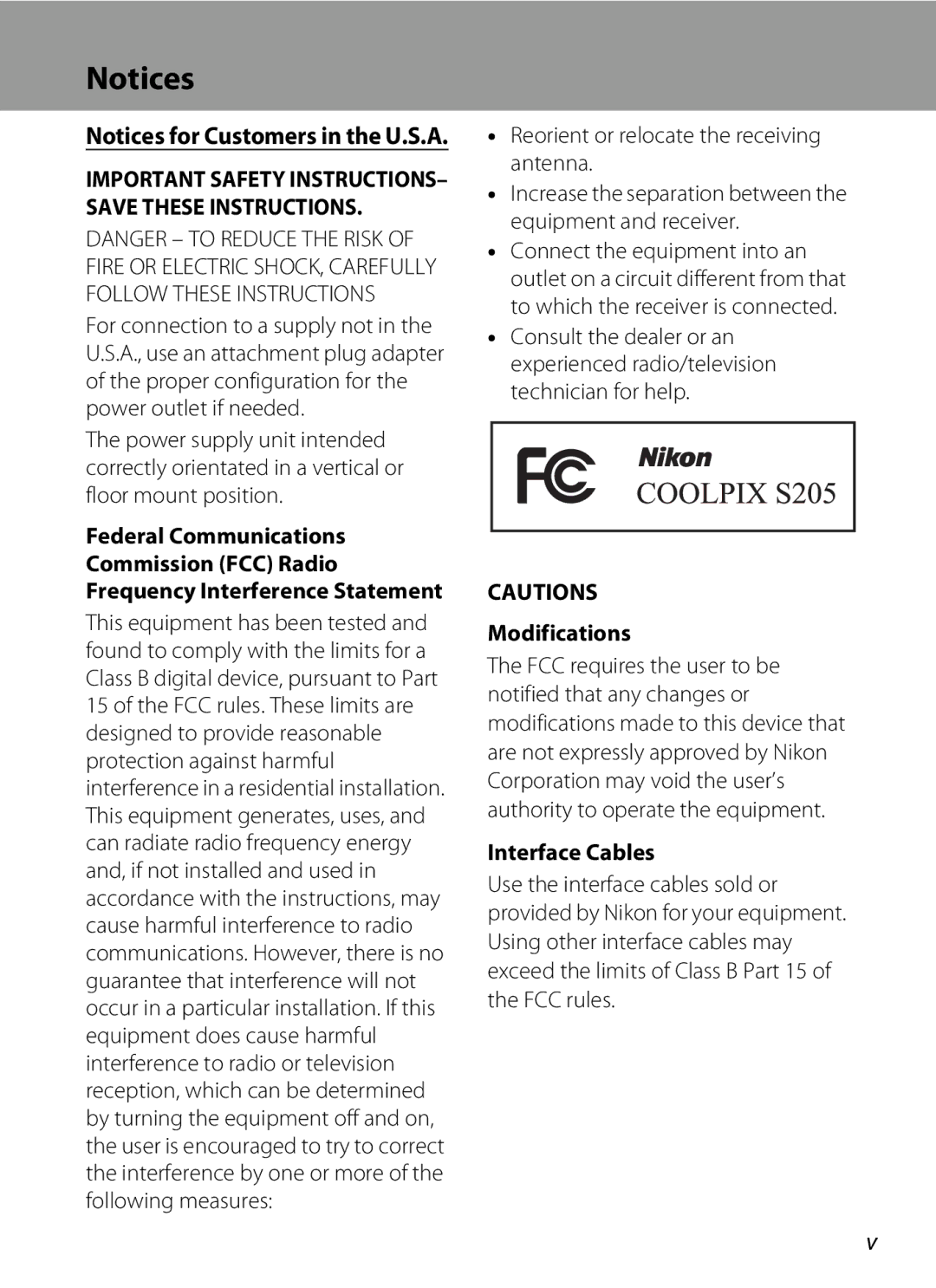 North Star S205 user manual Modifications, Interface Cables 