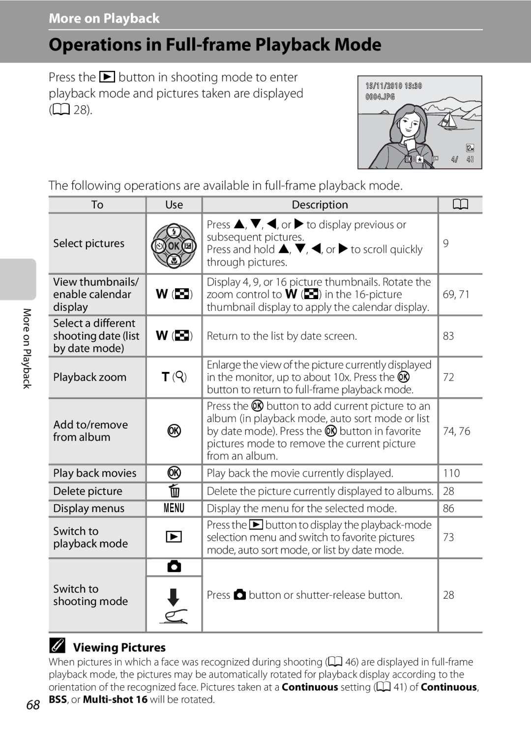 North Star S205 user manual Operations in Full-frame Playback Mode 