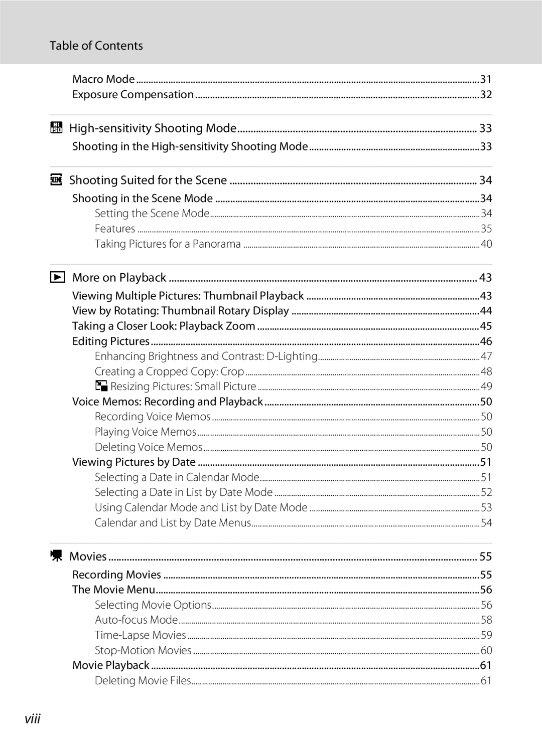 North Star S510 user manual Viii, Table of Contents 