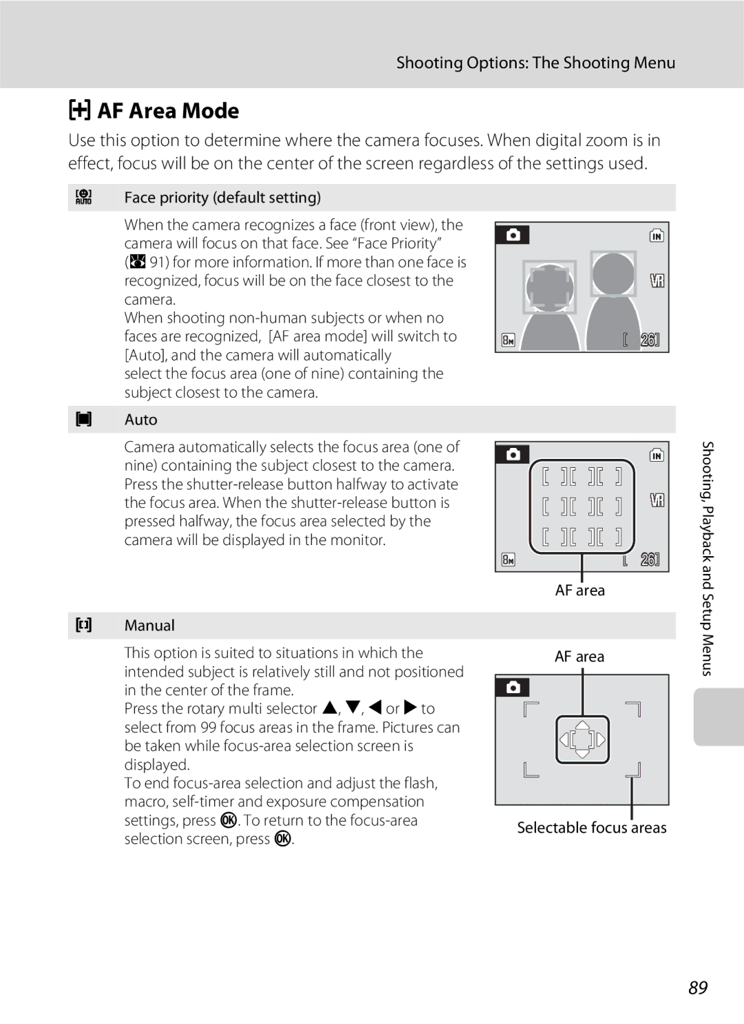 North Star S510 user manual AF Area Mode 