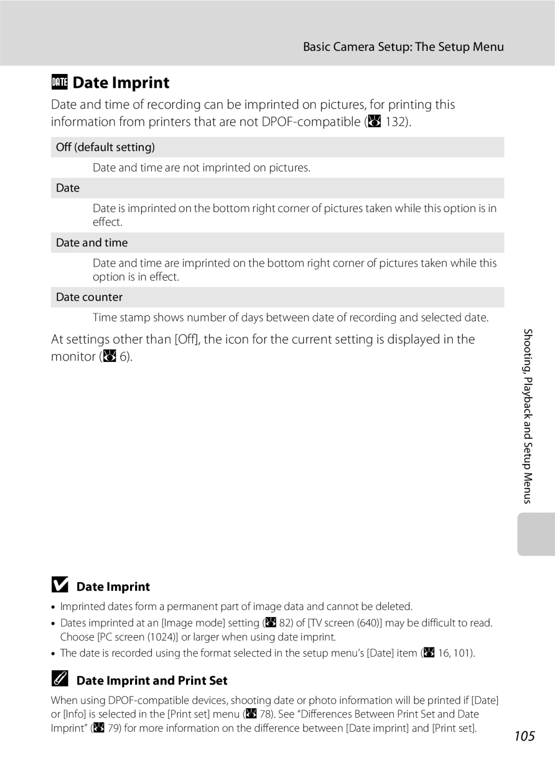 North Star S510 user manual 105, Date Imprint and Print Set 