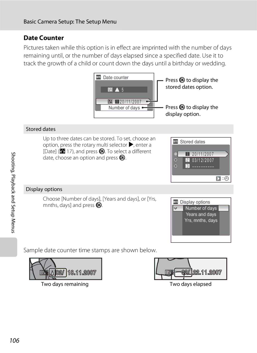 North Star S510 user manual Date Counter, 106 