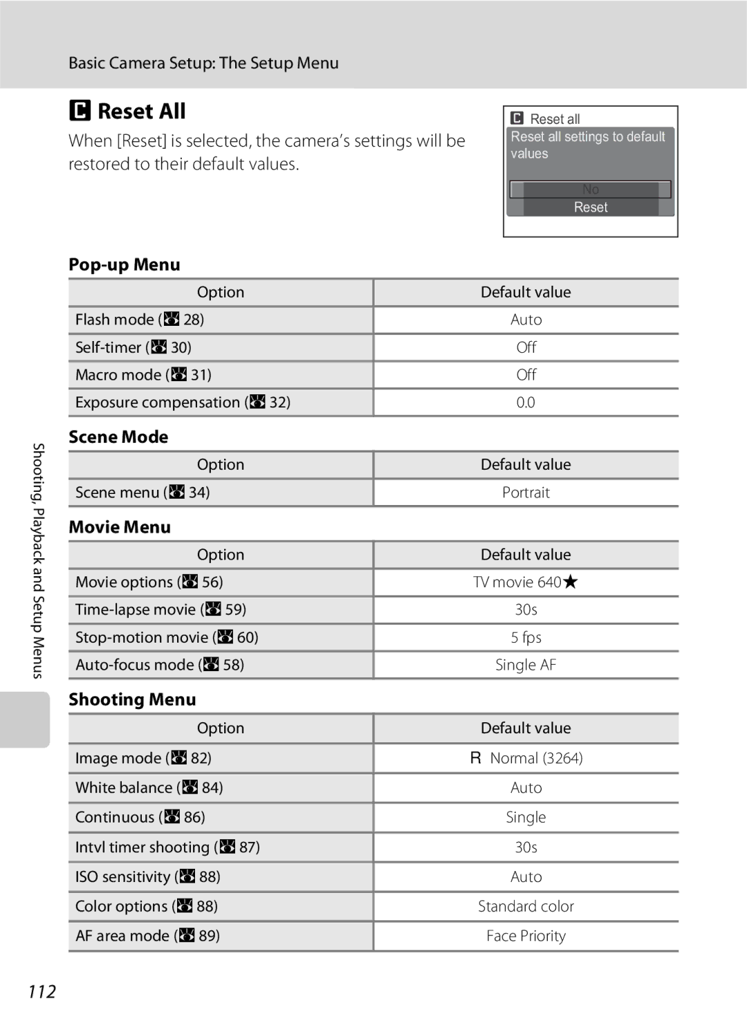 North Star S510 user manual Reset All, 112 