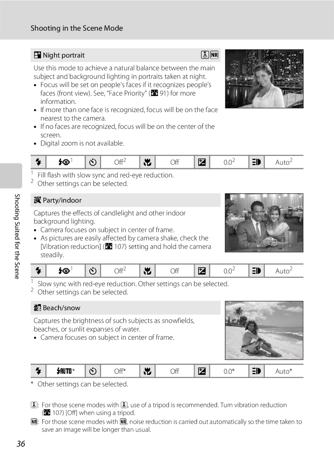 North Star S510 user manual Shooting in the Scene Mode 