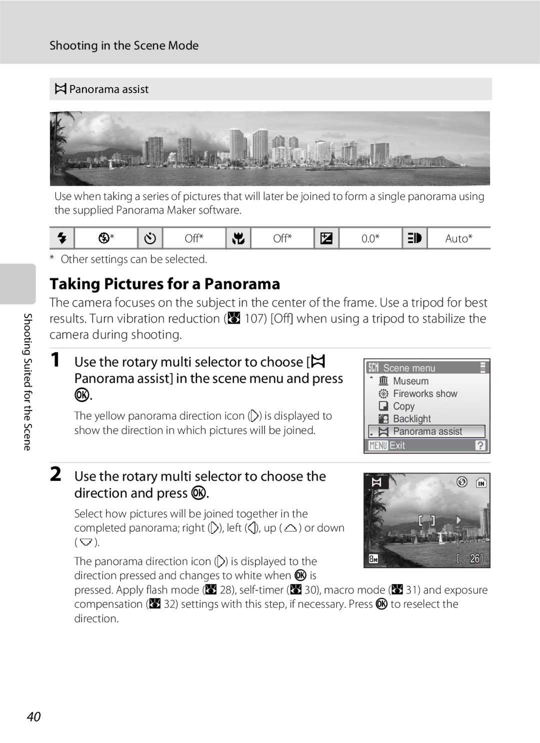 North Star S510 user manual Taking Pictures for a Panorama, Select how pictures will be joined together 