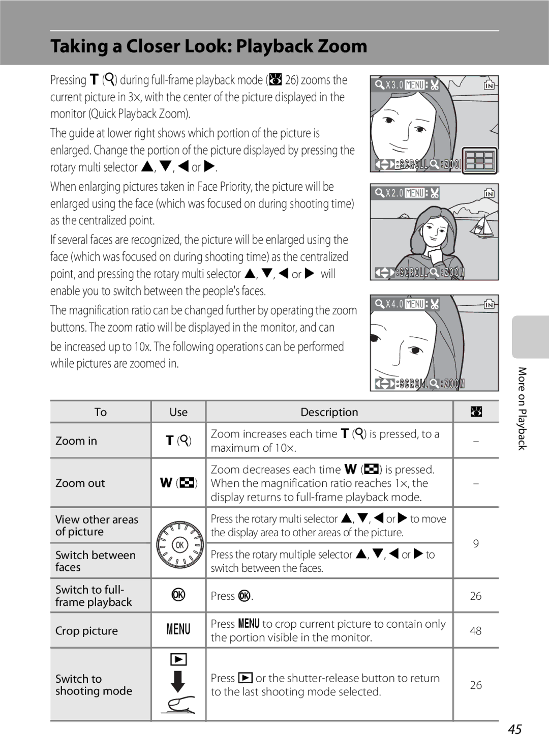 North Star S510 user manual Taking a Closer Look Playback Zoom 