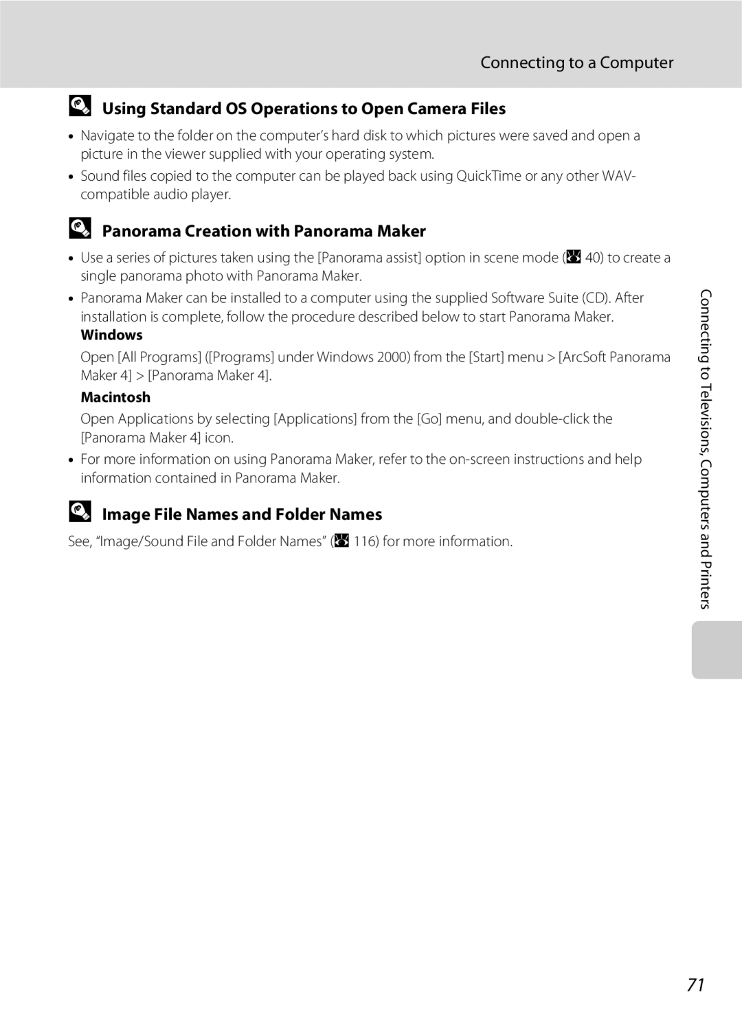 North Star S510 user manual Using Standard OS Operations to Open Camera Files, Panorama Creation with Panorama Maker 