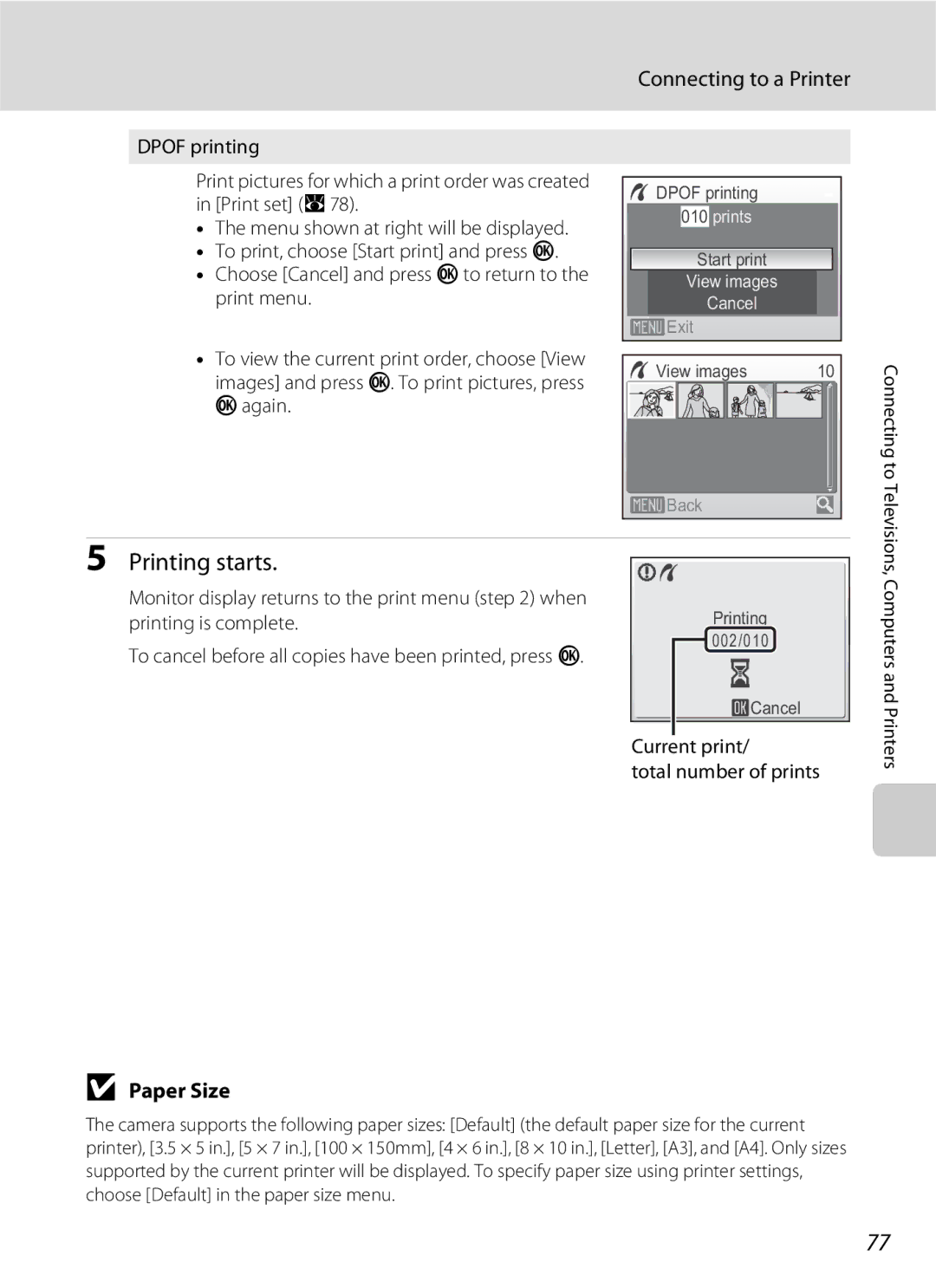 North Star S510 user manual Paper Size, Current print Total number of prints 