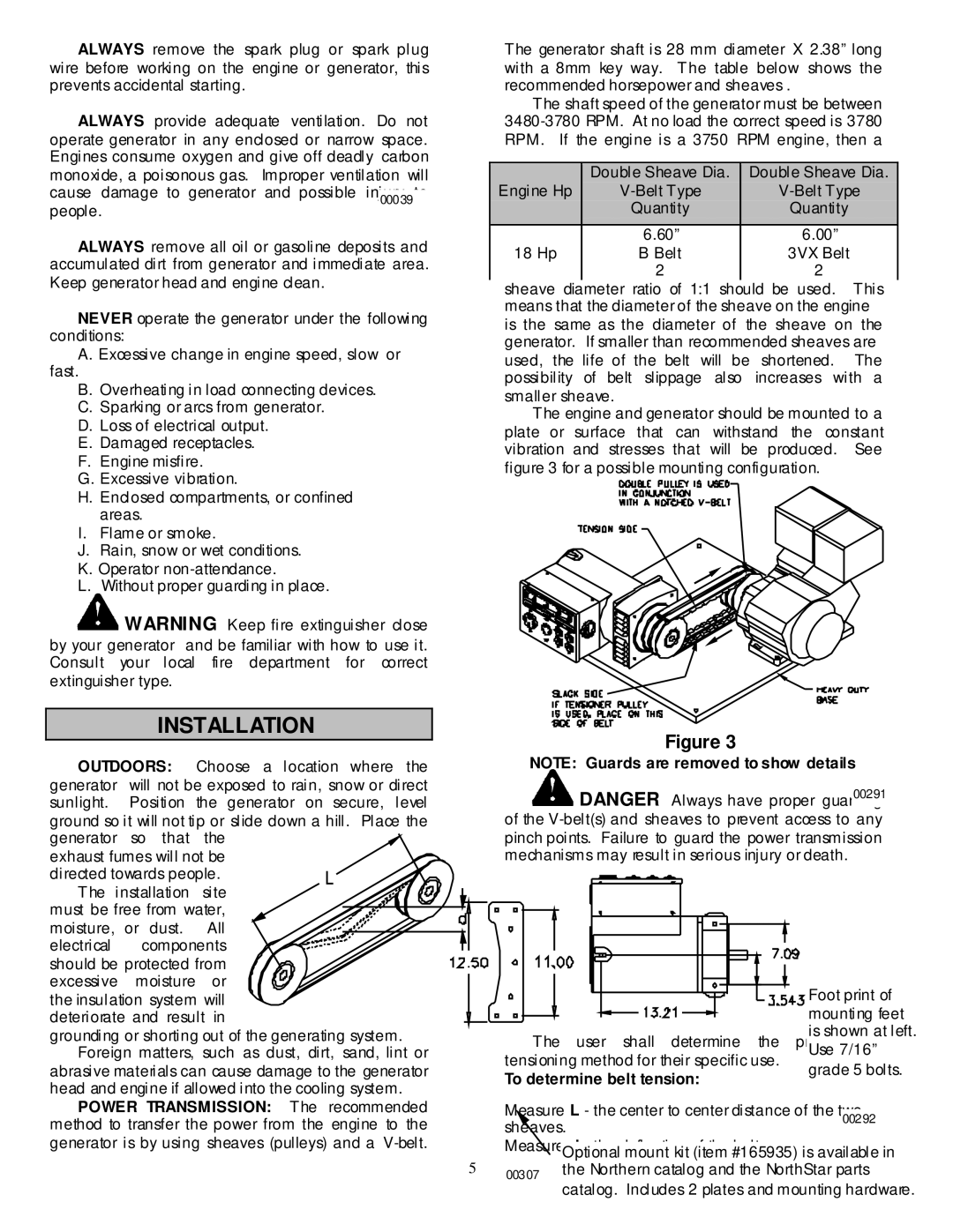 Northern Industrial Tools 10000 BDG owner manual Installation, To determine belt tension 