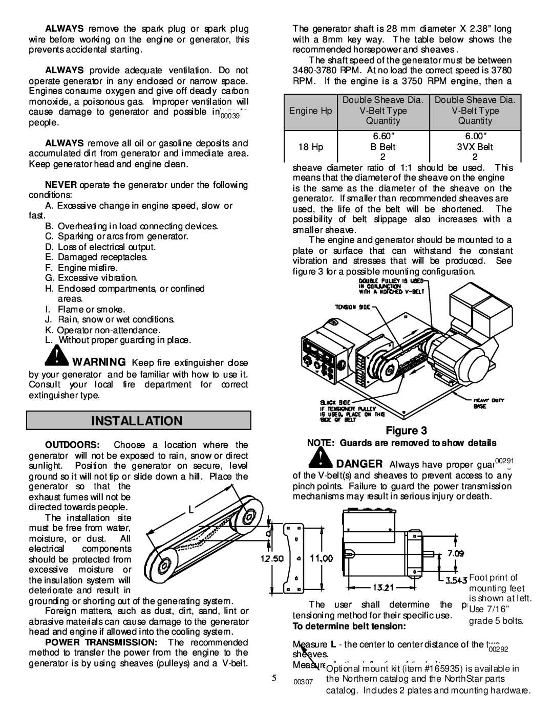 Northern Industrial Tools 10000 BDG owner manual Installation, Danger, NOTE Guards are removed to show details 