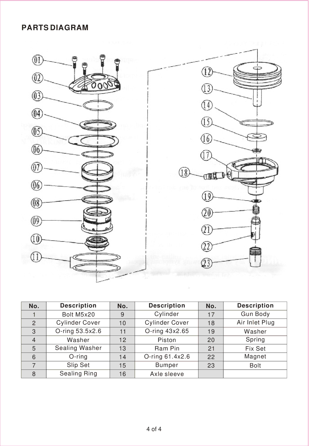 Northern Industrial Tools 112020 manual Parts Diagram 