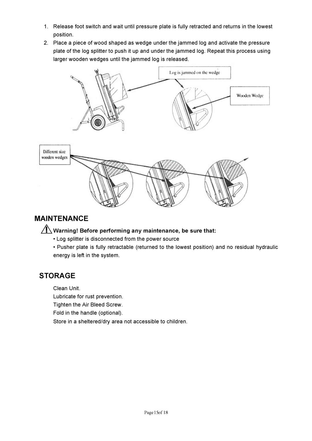 Northern Industrial Tools 1187 owner manual Maintenance, Storage 