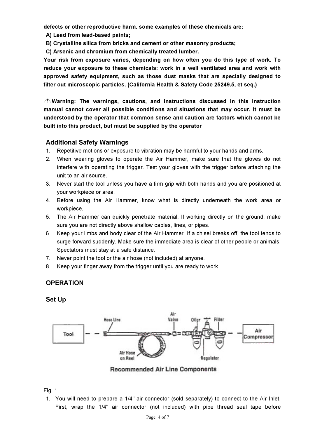 Northern Industrial Tools 120203 owner manual Additional Safety Warnings, Set Up 