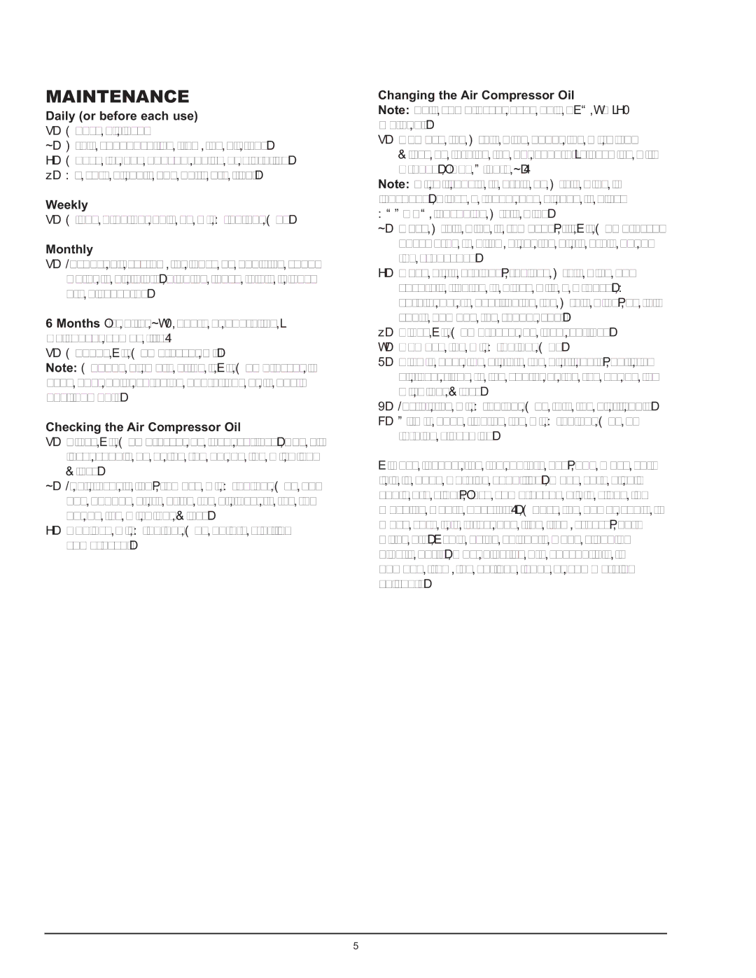 Northern Industrial Tools 123006 manual Maintenance 