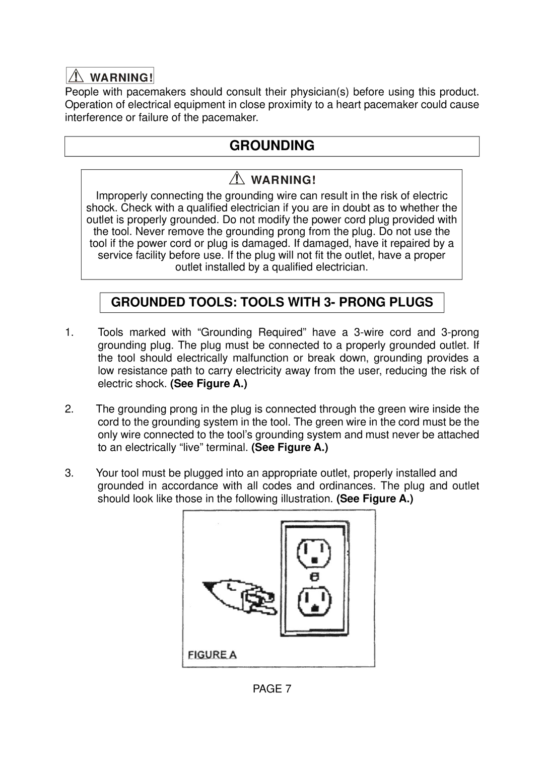 Northern Industrial Tools 142262, 14230, 142260 operating instructions Grounding, Grounded Tools Tools with 3- Prong Plugs 