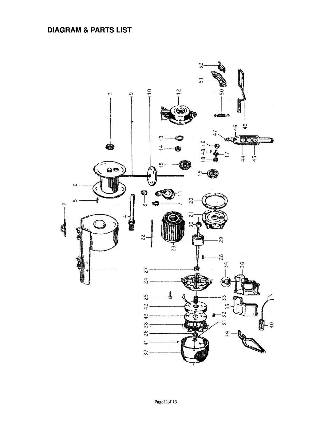 Northern Industrial Tools 142264 owner manual Diagram & Parts List, Page11of 