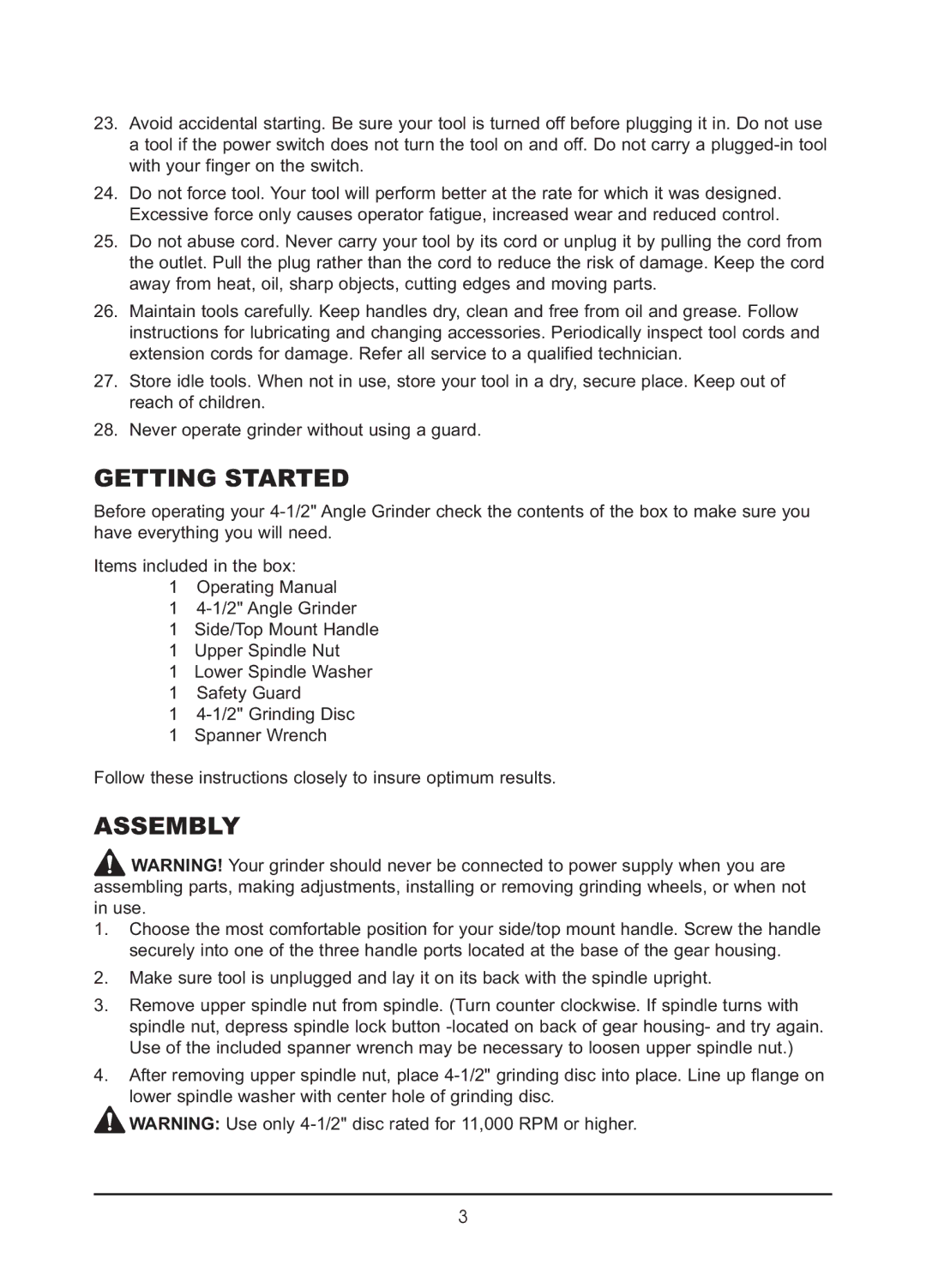 Northern Industrial Tools 143379 manual Getting Started, Assembly 