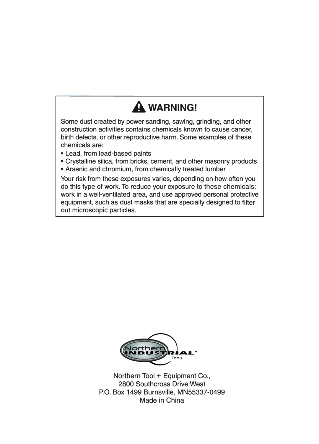 Northern Industrial Tools 143388 owner manual 