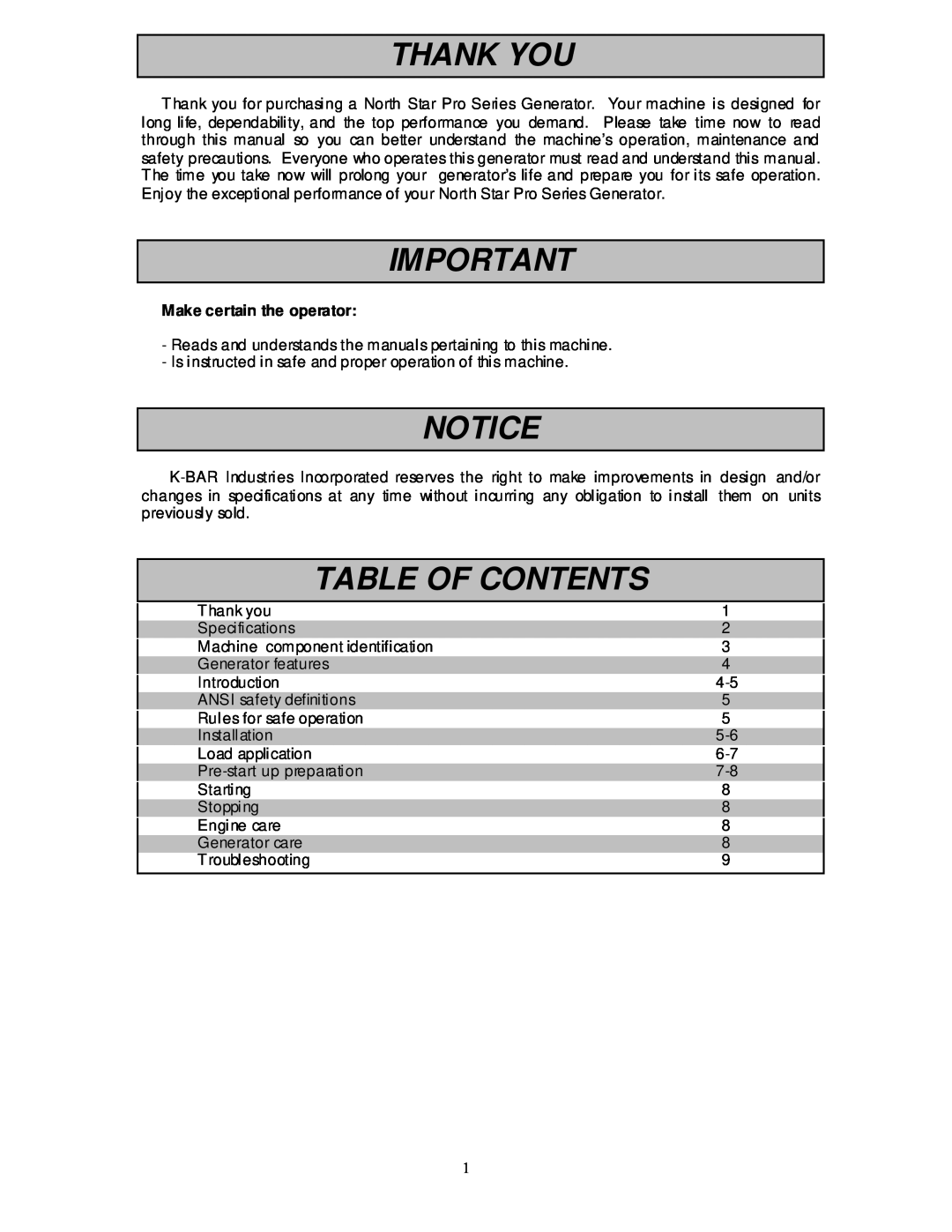 Northern Industrial Tools 15000 PPG owner manual Thank You, Table Of Contents, Make certain the operator 