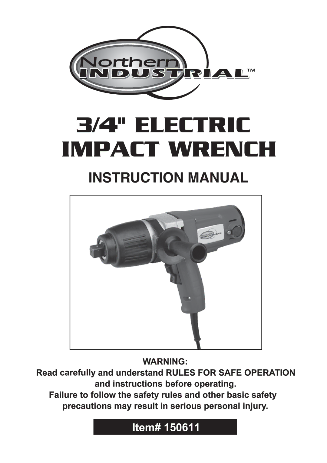 Northern Industrial Tools 150611 manual 