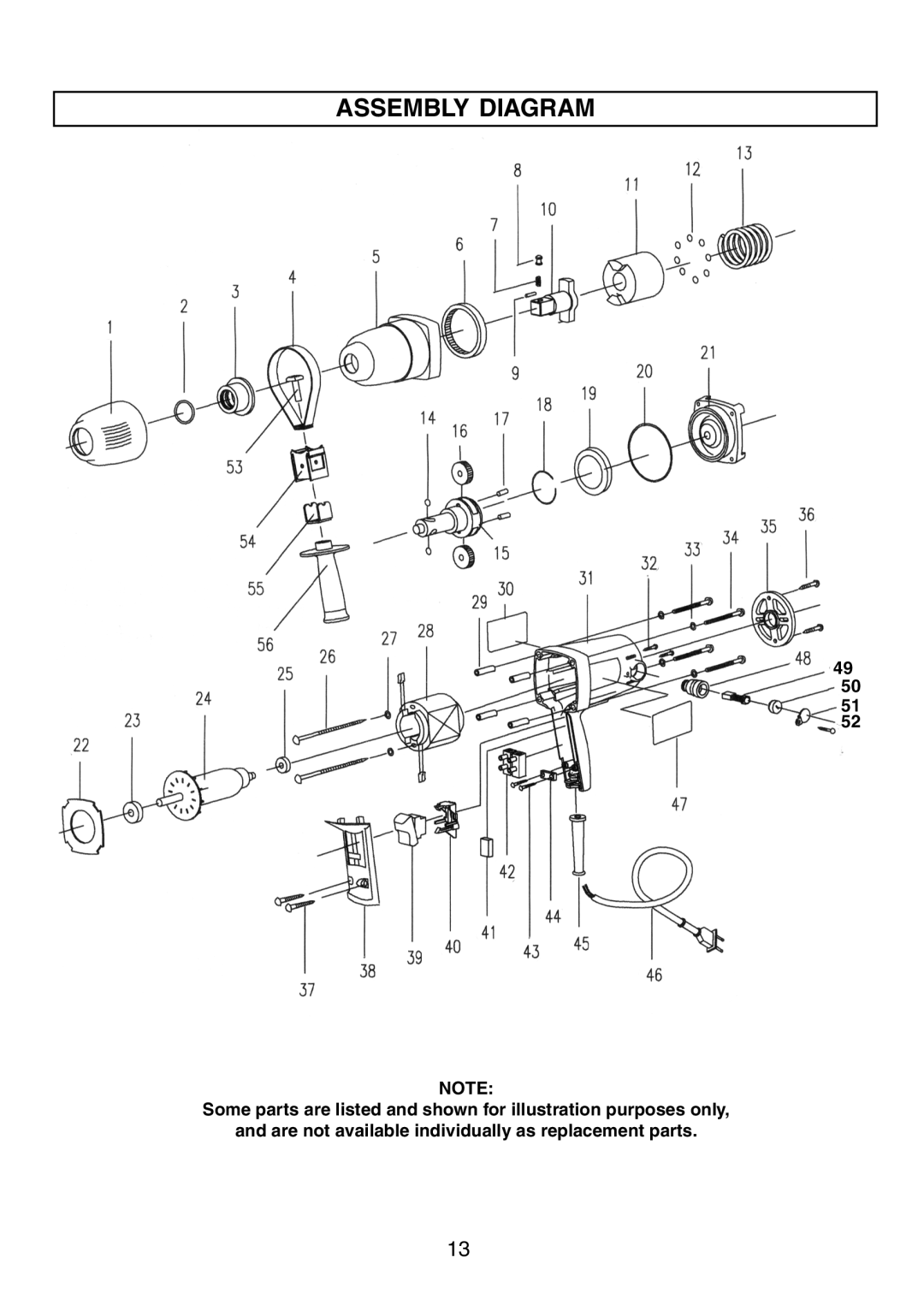 Northern Industrial Tools 150611 manual Assembly Diagram 