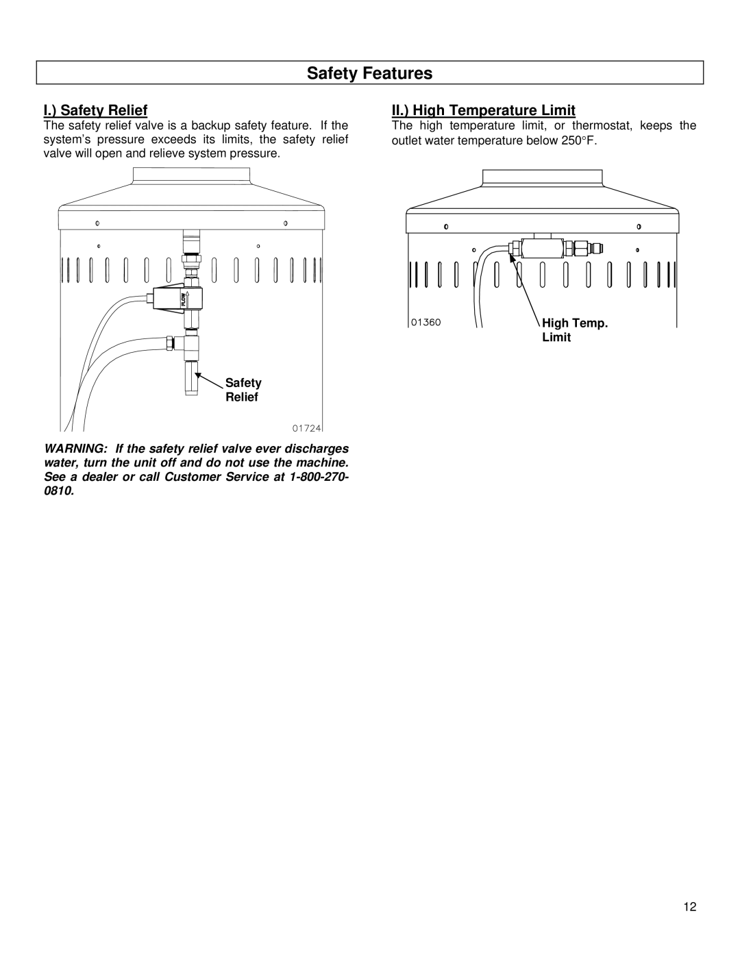 Northern Industrial Tools 157494 specifications Safety Relief, II. High Temperature Limit, High Temp Limit 