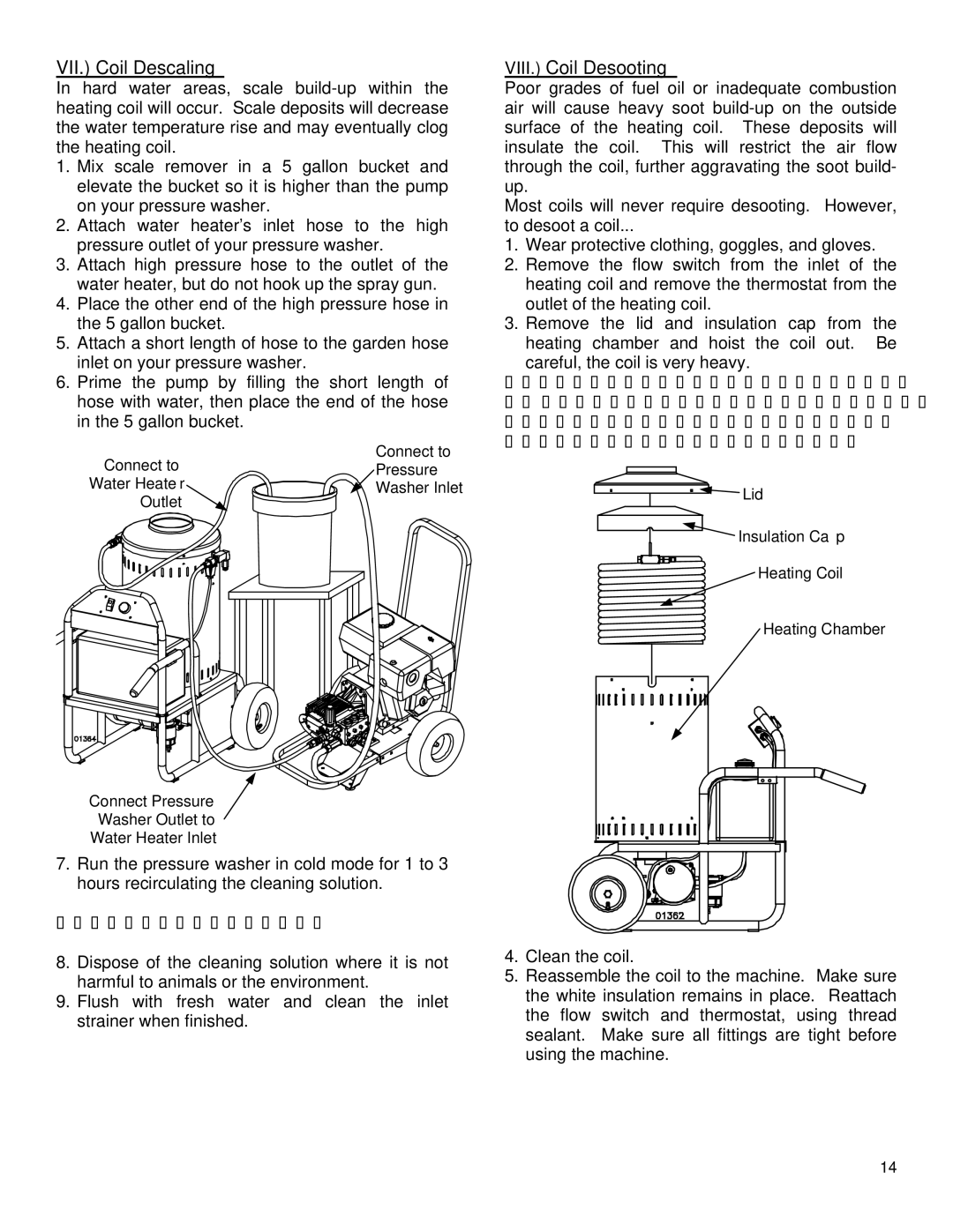 Northern Industrial Tools 157494 specifications VII. Coil Descaling, VIII. Coil Desooting 