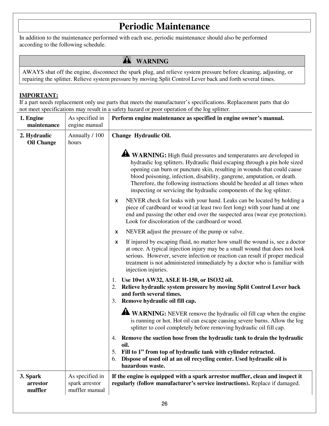 Northern Industrial Tools M1107C owner manual Periodic Maintenance 