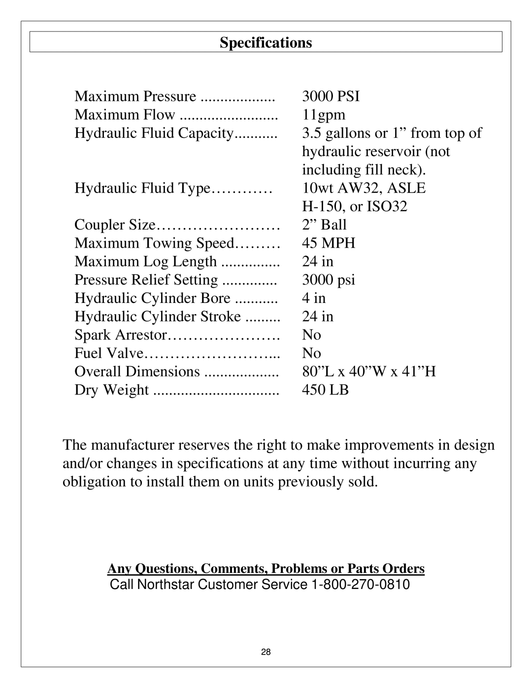 Northern Industrial Tools M1107C owner manual Specifications 